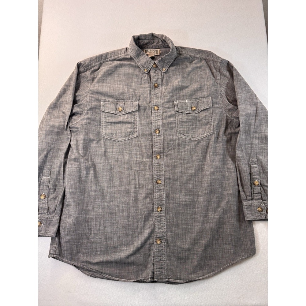 Duluth Trading Co Mens Long Sleeve Button Up Shirt XLT Heathered Gray Casual EUC